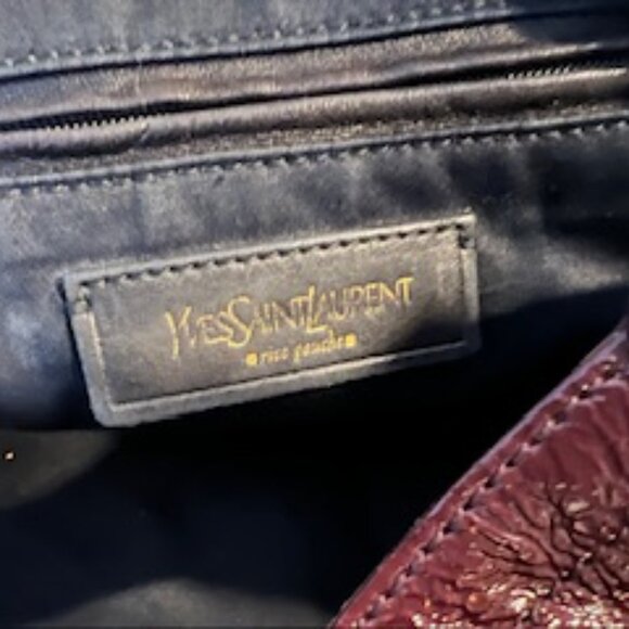 Yves Saint Laurent Rive Gauche Burgundy Patent Leather Sac Downtown Tote - Picture 2 of 14
